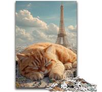 Puzzles pour Adolescents 1000 pièces Chat Orange endormi Anti-Stress Staycation Kill Time Décoration Parfaite pour Les 14 Ans et Plus 26x38cm