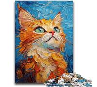 Puzzles pour Adolescents 1000 pièces Chat Orange Jouet éducatif Anti-Stress Interaction Parent-Enfant pour et 14 Ans 26x38cm