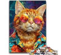 Puzzles pour Adolescents 1000 pièces Chat Portant des Lunettes Puzzle 1000 pièces, Jeux éducatifs Décoration d'intérieur Convient pour la décoration de Bureau (38x26cm)
