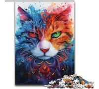 Puzzles pour Adolescents 1000 pièces Chat psychédélique, Jeu Stimulant et Familial avec des pièces entièrement emboîtables de Formes aléatoires (Taille 50x75cm)