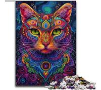 Puzzles pour Adolescents 1000 pièces Chat psychédélique, Jouet éducatif et décompressant, idéal comme Cadeau pour Toute la Famille (Taille 50x75cm)