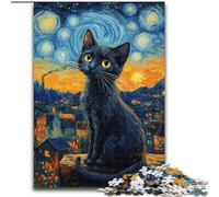 Puzzles pour Adolescents 1000 pièces Chat sous Le Ciel Nocturne, Anti-Stress, défi Difficile, Cadeaux du Père Noël Secret pour Les 14 Ans et Plus (Taille 26x38cm)