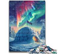 Puzzles pour Adolescents 1000 pièces Châteaux de Glace sous Les aurores boréales Puzzle Adulte, Anti-Stress, défi Difficile, décoration d'intérieur Unique et Cadeaux (26x38cm)