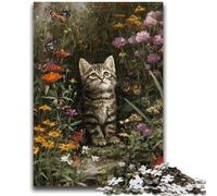 Puzzles pour Adolescents 1000 pièces Chaton Fleur Anti-Stress Défi Difficile Convient pour la Décoration de Bureau 26x38cm