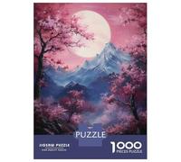 Puzzles pour Adolescents 1000 Pièces Cherry Blossom Moonlit Landscape-1 Puzzle pour Adultes Jouets Anti-Stress Décoration Murale Cadeaux Uniques d'anniversaire Et De Noël 38x26cm/1000pcs