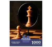 Puzzles pour Adolescents 1000 Pièces Chess Pawn King Reflection Puzzles pour Adultes Jeux Relaxants Cadeaux De Décoration Parfaits pour Les Amis Et La Famille 70x50cm/1000pcs