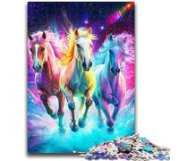 Puzzles pour Adolescents 1000 pièces Cheval Arc-en-Ciel Jeu Stimulant et éducatif en Famille pour Anniversaire, Noël 50x75cm