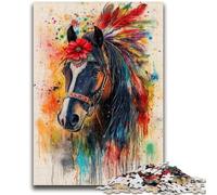 Puzzles pour Adolescents 1000 pièces Cheval Indien 1000 pièces, Jeux éducatifs, décoration d'intérieur, Convient pour la décoration de Bureau (75x50cm)