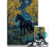 Puzzles pour Adolescents 1000 pièces Cheval Noir, Anti-Stress, Vacances à la Maison, Passe-Temps, Amour Entre Couples (75x50cm)