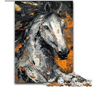 Puzzles pour Adolescents 1000 pièces Cheval Noir et doré, Jeu de Quiz, décoration Murale, Cadeaux d'anniversaire et de Noël Uniques (Taille 26x38cm)