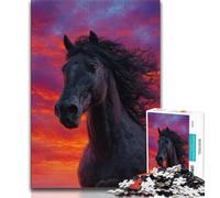 Puzzles pour Adolescents, 1000 pièces, Cheval Noir, Jouets éducatifs, Jeux familiaux, Anniversaires et Cadeaux Uniques (75x50cm)