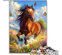 Puzzles pour Adolescents 1000 pièces Cheval Parmi Les Fleurs, à partir de 14 Ans Chaque pièce est Unique Un Jeu Amusant et Stimulant pour Toute la Famille Bon Cadeau (Taille 50x75cm)