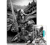 Puzzles pour Adolescents 1000 pièces Chevalier Noir et Blanc, Amusants en Famille, avec pièces entièrement emboîtables de Formes aléatoires, pour Les Enfants de 14 Ans et Plus, 38x26cm