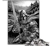 Puzzles pour Adolescents 1000 pièces Chevalier Noir et Blanc, Jeu intellectuel pour développer l'amour Entre Couples à partir de 14 Ans (Taille 50x75cm)