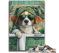 Puzzles pour Adolescents 1000 pièces Chien de Salle de Bain Jeu Stimulant et Jeu Familial Décoration Murale Cadeaux d'anniversaire et de Noël Uniques 50x75cm