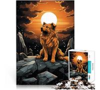 Puzzles pour Adolescents 1000 pièces Chien sur Un Rocher Compétition de Vitesse Manuelle Renforcer l'amour Entre Les Couples 38x26cm