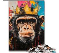 Puzzles pour Adolescents 1000 pièces Chimpanzé Portant Une Couronne, pour et à partir de 14 Ans Jouets éducatifs d'apprentissage Jeux en Famille Cadeau d'anniversaire (Taille 50x75cm)