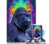 Puzzles pour Adolescents 1000 pièces Chimpanzé psychédélique, Anti-Stress, pour la décoration de la Maison, à partir de 14 Ans, 38x26cm