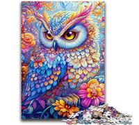 Puzzles pour Adolescents 1000 pièces Chouette colorée Jeu Stimulant et Jeu Familial Idéal comme Cadeau pour Toute la Famille 26x38cm