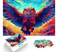 Puzzles pour Adolescents 1000 pièces Chouette colorée Réduction du Stress intéressante avec Affiche et Feuille de Questions correspondantes 75x50cm