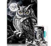 Puzzles pour Adolescents 1000 pièces Chouette Noir et Blanc, Jeux éducatifs, décoration d'intérieur, Convient pour la décoration de Bureau 38x26cm