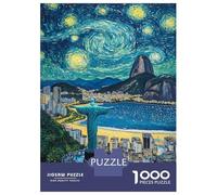 Puzzles pour Adolescents 1000 Pièces Christ The Redeemer Under Starry Skies Puzzles pour Adolescents Jeux Relaxants Course De Vitesse Manuelle Est Idéal comme Cadeau 38x26cm/1000pcs