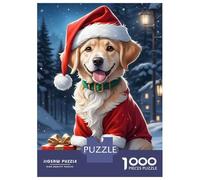 Puzzles pour Adolescents 1000 Pièces Christmas Dog Golden Puzzles pour Adultes Jeu De Réflexion pour Améliorer La Mémoire Activités Amusantes À La Maison 52x38cm/1000pcs
