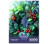 Puzzles pour Adolescents 1000 Pièces Christmas Wreath with Berries Puzzle À Faire Soi-même, Jouet Anti-Stress, Interaction Parent-Enfant 70x50cm/1000pcs