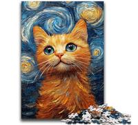Puzzles pour Adolescents 1000 pièces Ciel étoilé Chat Jeux d'activités familiales stimulants Jouet de Bricolage pour décoration Murale Cadeaux 26x38cm
