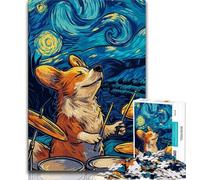 Puzzles pour Adolescents 1000 pièces Ciel Nocturne Corgi Band, activités familiales Amusantes à la Maison, Cadeau d'anniversaire, Cadeaux de Voyage 38x26cm