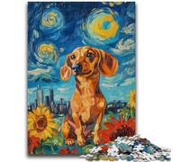 Puzzles pour Adolescents 1000 pièces Ciel Nocturne Teckel Anti-Stress Défi Difficile Décoration d'intérieur Unique et Cadeaux 26x38cm