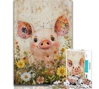Puzzles pour Adolescents 1000 pièces Cochon Aquarelle, Difficiles à compléter mais Amusants et Humoristiques, Cadeaux d'anniversaire et Cadeaux Uniques 38x26cm