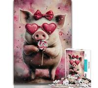 Puzzles pour Adolescents 1000 pièces Cochon Rose, Difficiles à compléter mais Amusants et Humoristiques, Cadeaux d'anniversaire et Cadeaux Uniques 38x26cm