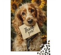 Puzzles pour Adolescents 1000 Pièces Cocker Spaniel with Thank You Note Puzzle À Faire Soi-même, Jouet Anti-Stress, Interaction Parent-Enfant 70x50cm/1000pcs