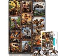 Puzzles pour Adolescents 1000 pièces Collage de Dinosaures 1000 pièces pour Adolescents, Staycation Kill Time avec Affiche et fiche de Questions-réponses (Taille 75x50cm)