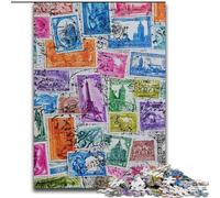 Puzzles pour Adolescents 1000 pièces Collage de Timbres de Paris, Anti-Stress, défi Difficile, Cadeaux du Père Noël Secret pour Les 14 Ans et Plus (Taille 26x38cm)