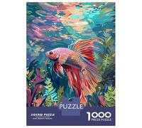Puzzles pour Adolescents 1000 Pièces Colorful Betta Fish Puzzles pour Adolescents - Défi Difficile - Entraînez Votre Cerveau Et Vos Mains - Casse-tête - Jeux en Famille 38x26cm/1000pcs