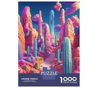 Puzzles pour Adolescents 1000 Pièces Colorful Cactus Garden Puzzle pour Adultes - Jouets Anti-Stress - Décoration Intérieure - Cadeaux Anti-Stress 70x50cm/1000pcs