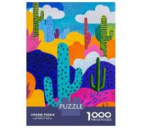 Puzzles pour Adolescents 1000 Pièces Colorful Desert Cactus Art Print Puzzles pour Adolescents - Défi Difficile - Entraînez Votre Cerveau Et Vos Mains - Casse-tête - Jeux en Famille 52x38cm/1000pcs