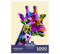 Puzzles pour Adolescents 1000 Pièces Colorful Giraffe Head Puzzle Jeux Relaxants Décoration Parfaite Cadeaux Uniques d'anniversaire Et De Noël 70x50cm/1000pcs