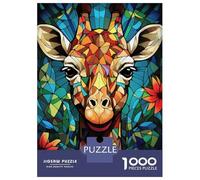 Puzzles pour Adolescents 1000 Pièces Colorful Giraffe Stained Glass Art Puzzles pour Adultes - Décoration Murale - Jeu D'analyse Et De Logique - Cadeau Stimulant 52x38cm/1000pcs