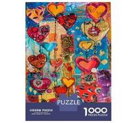 Puzzles pour Adolescents 1000 Pièces Colorful Heart Collage Art Puzzles pour Adultes Jeux Amusants Et Humoristiques Cadeaux De Noël Et d'anniversaire 70x50cm/1000pcs