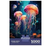 Puzzles pour Adolescents 1000 Pièces Colorful Jellyfish Ocean Scene Puzzle Jeux Relaxants Défi Difficile Activités Amusantes À La Maison 70x50cm/1000pcs