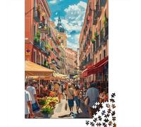 Puzzles Pour Adolescents 1000 Pièces Colorful Market Street Scene -2 Puzzle Pour Adolescents Course De Vitesse Manuelle Difficile Et Stimulant Jeu Amusant Et Stimulant Pour Toute La Famille 38x26cm/10