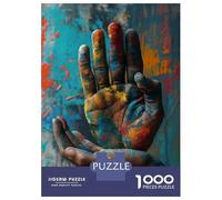 Puzzles pour Adolescents 1000 Pièces Colorful Painted Hands Puzzle pour Adultes Jouet Décoration Murale Défi Difficile Est Idéal comme Cadeau 38x26cm/1000pcs