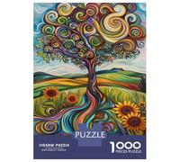 Puzzles pour Adolescents 1000 Pièces Colorful Tree Painting Artwork-3 Puzzle pour Adultes Jouets Anti-Stress Cadeau d'anniversaire Aide À Stimuler Le Cerveau 52x38cm/1000pcs
