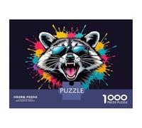 Puzzles pour Adolescents 1000 Pièces Cool Raccoon with Sunglasses Puzzles pour Adultes, Jouet, Décoration Murale, Une Œuvre d'art, Cadeaux Uniques d'anniversaire Et De Noël 52x38cm/1000pcs
