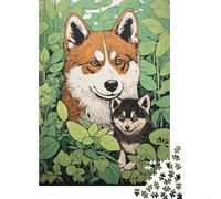 Puzzles pour Adolescents 1000 Pièces Corgi and Husky in Jungle Puzzle pour Adultes Jeux Relaxants Décoration Parfaite pour Les Joueurs 70x50cm/1000pcs