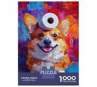 Puzzles pour Adolescents 1000 Pièces Corgi with Roll Puzzle pour Adultes Jouets Anti-Stress Améliore La Mémoire Cadeaux Anti-Stress 52x38cm/1000pcs