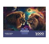 Puzzles pour Adolescents 1000 Pièces Cosmic Lion Pair Puzzles pour Adultes Jeux Amusants Et Humoristiques Cadeaux De Noël Et d'anniversaire 70x50cm/1000pcs